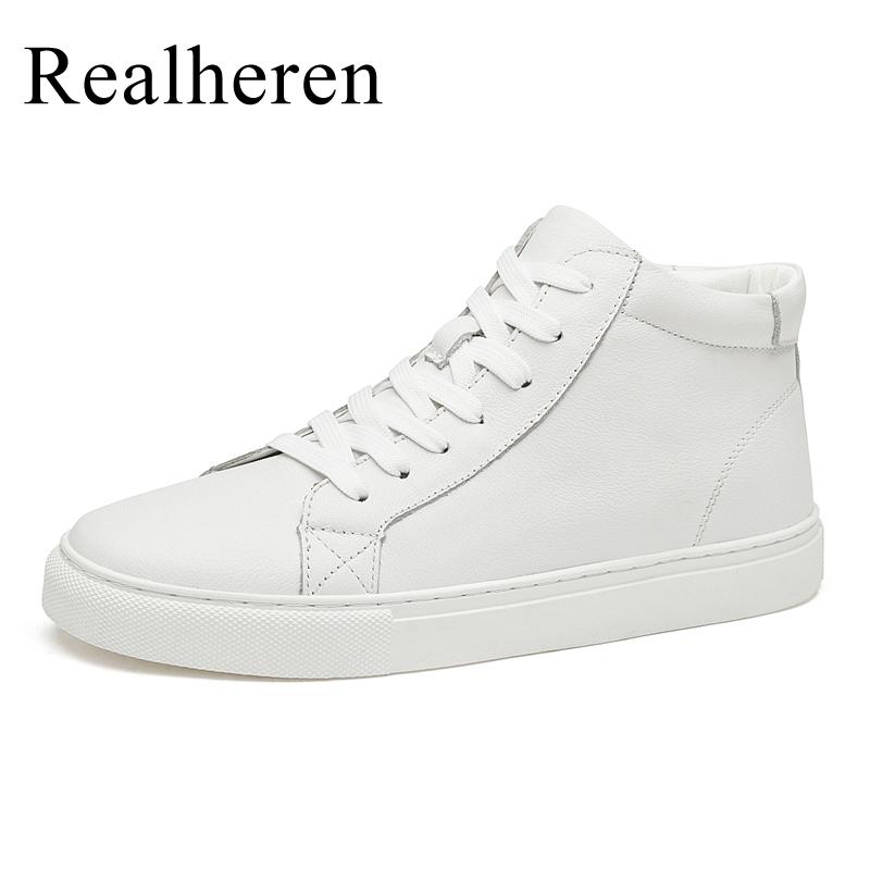 Echtes Leder Weiß High Top Sneakers Herren Skateschuhe Skateboard Schuhe Schwarz Große Größe 48 49 Herbst Winter Plüsch