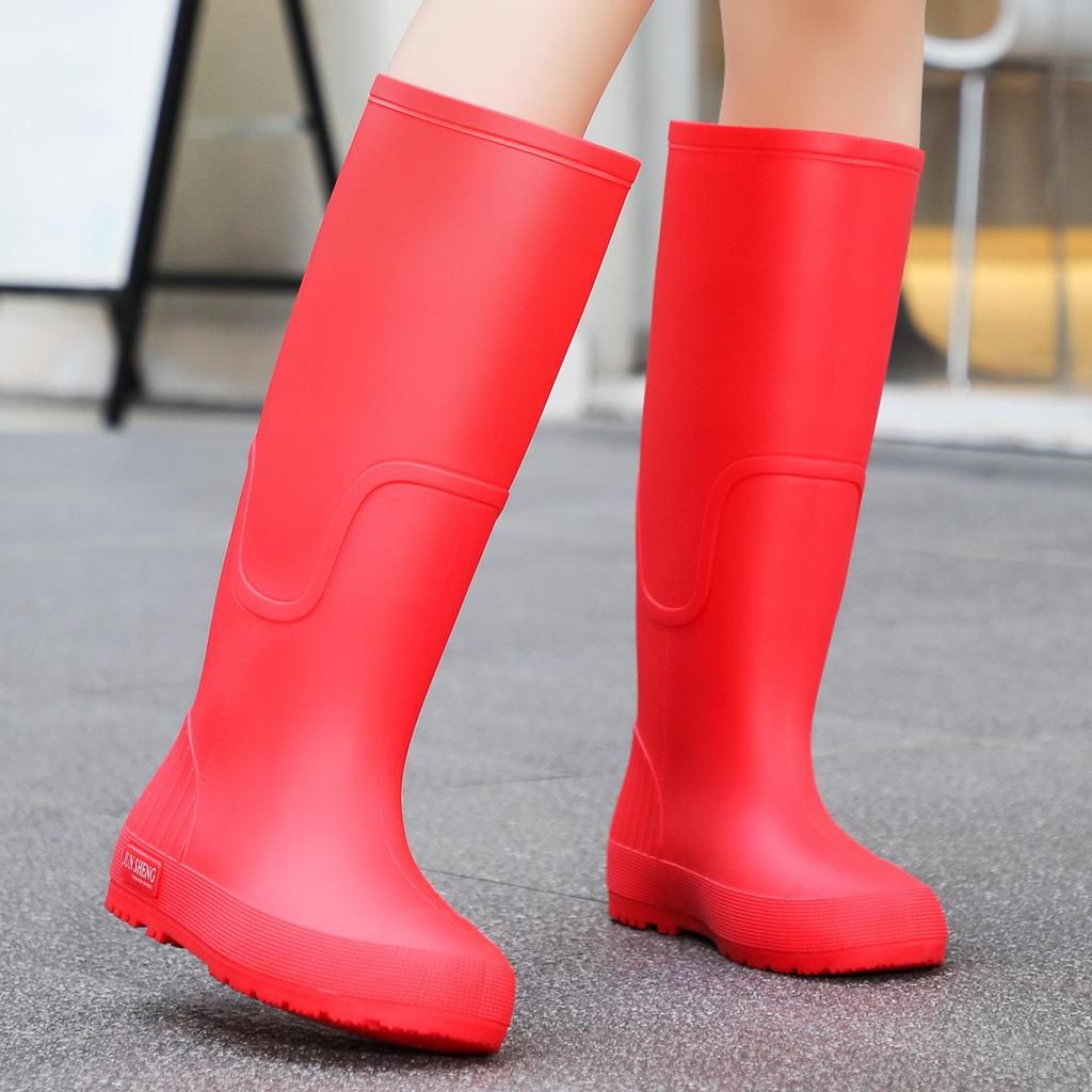 Women's Fashionable Non-Slip High-Top Rain Boots with Fleece Lining for Warmth