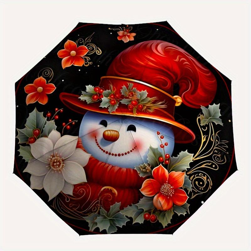 

1pc Christmas Snowman Decor Automatic Open/close Folding Umbrella, Compact Portable Travel Umbrella, Durable Construction yy250809092