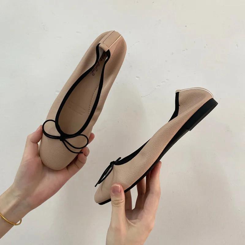 Women Flat Heel Shoes Female Flats Casual Ballet Dancing Shoes Foldable Sole Boat Shoes Summer Slip on Slipper Mules