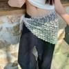 Trendy Lace Hollow Out Triangle Hair Scarf Headband Women Girls Mini Skirt Y2K Hip Curtain Waist Chain Waist Accessories