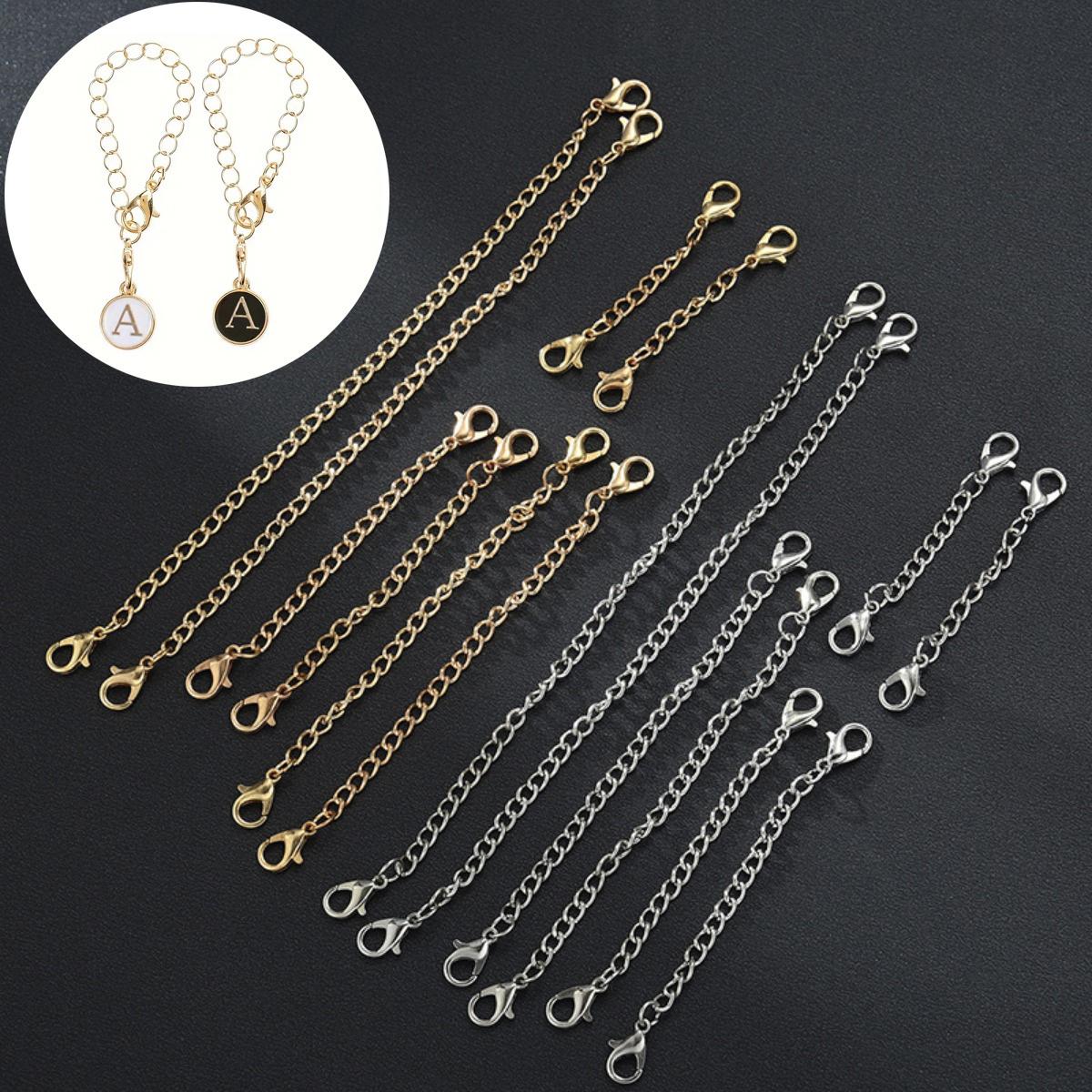 

6pcs Alloy Chain Extenders for Jewelry Making, Lobster Clasp Closures, No Mosaic, Bracelet & Necklace Accessories золотистий