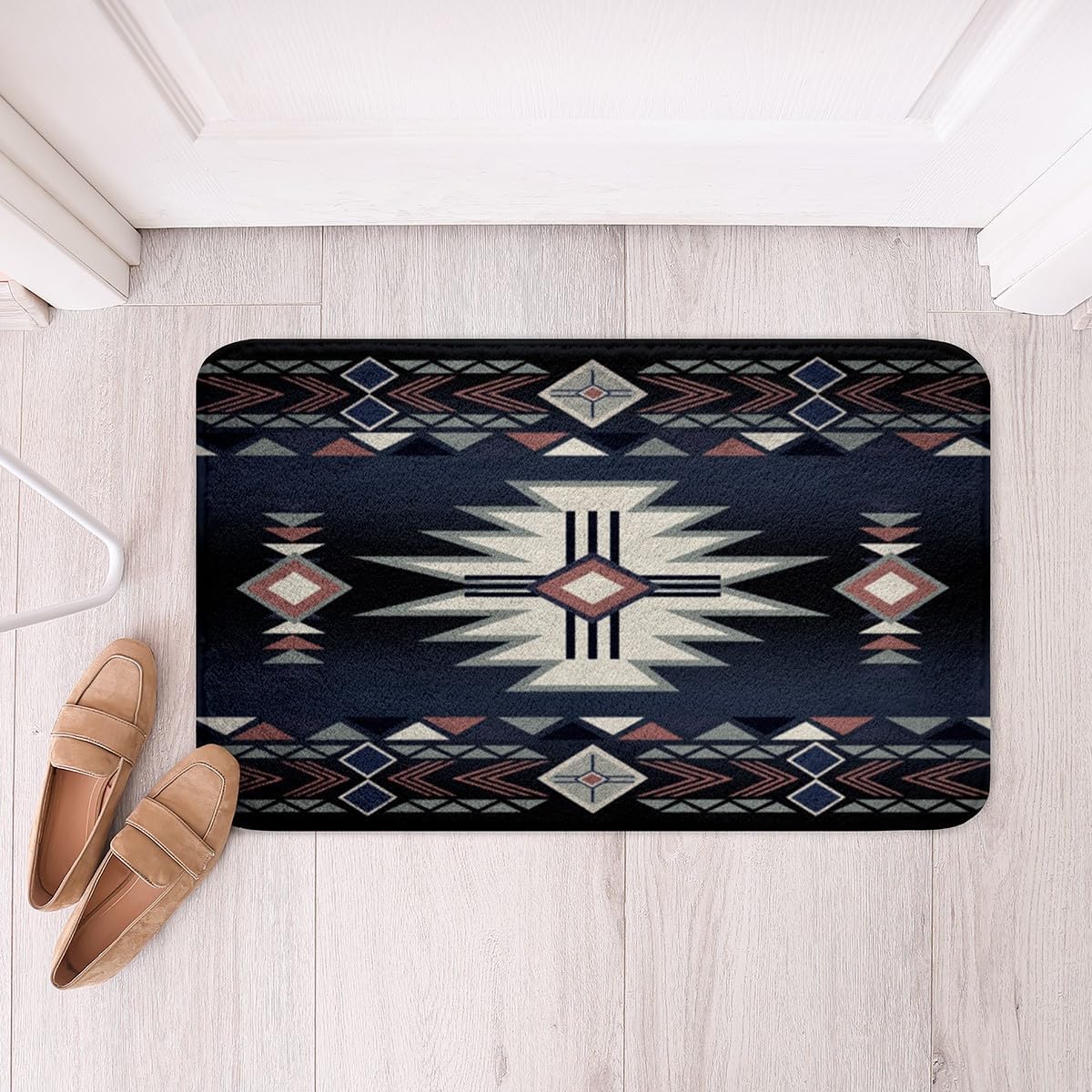 Southwest Bathroom Rug Rustic Tribal Aztec Style Shaggy Absorbent Floor Mat Abstract Art Vintage Non Slip Bath Mat for Women Adu 40x60cm