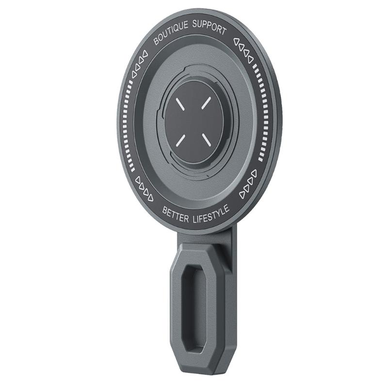 Foldable Phone Stand with Magnetic 360 Rotation Round Security Hoop and Stable Nonskid Base for Most Smartphone серый