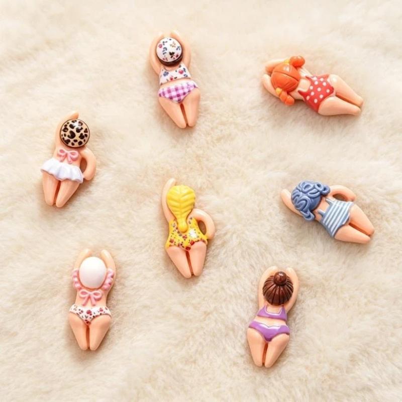 7/14pcs Cute Bikini Girl Mini Resin Figurines Swimming Figure DIY Crafts Phone Case Decoration Scrapbooking Desktop Decor