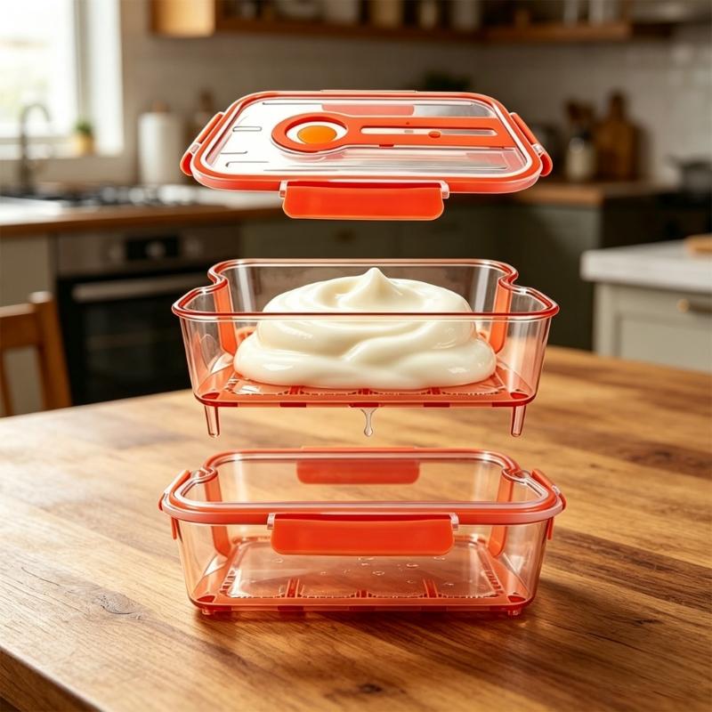 Vegetable Storage Box with Inner Drain Basket and Clip Lid for Washing, Draining, and Organized Fridge Prep Area