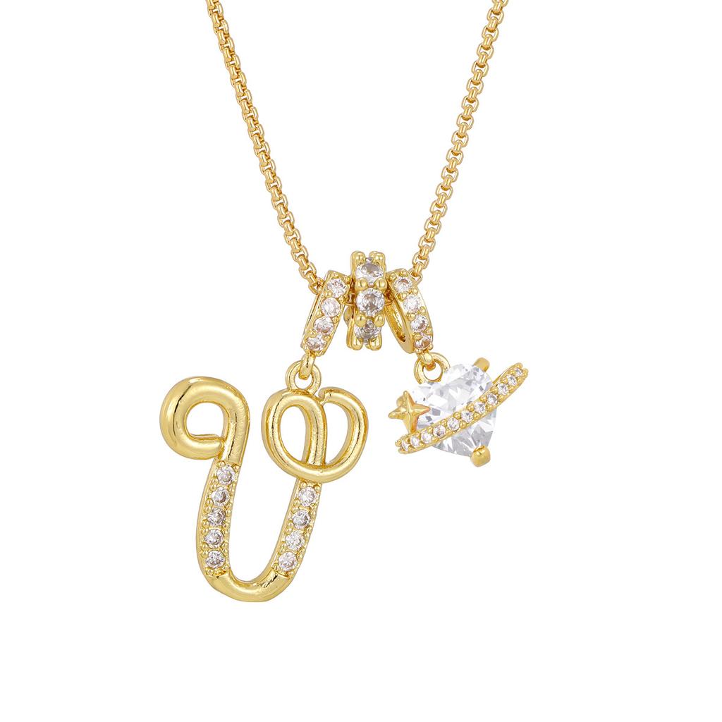 Cross-border necklace dopamine 26 English letter necklace girl light luxury niche high-end Amazon pendant jewelry