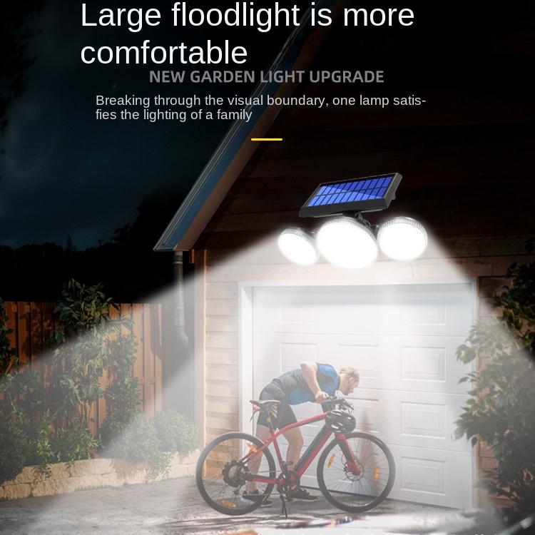 Neue Solar-Wandleuchte 78LED menschliche Körperinduktion Gartenleuchte im Freien wasserdichte Wandleuchte Dreikopf-Wandleuchte