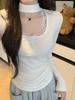 Pure Desire Lace Patchwork Square Neck Long Sleeve T-shirt for Women