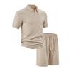 Summer Men's POLO Jacquard Solid Color Casual Loose Shorts Sports Set