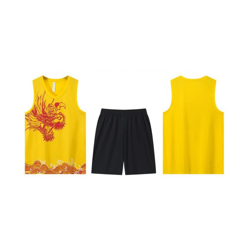 Dragon Boat Suit Short-sleeved Sleeveless Men's Festival Rowing Race Team Uniform Printed Basketball Training