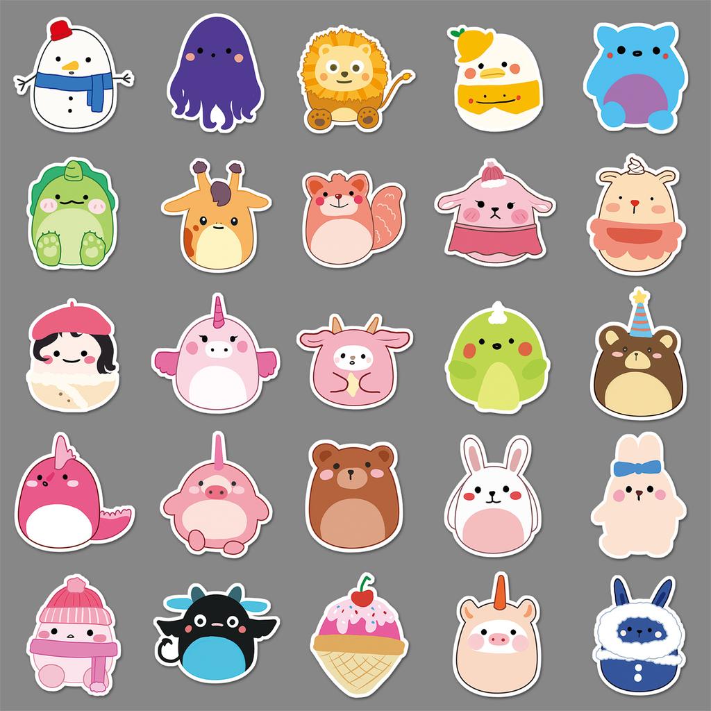 50 de păpuși graffiti desene animate pictate manual autocolante drăguțe originale DIY autocolant pentru valiză pentru ceașcă de apă, rezistent la apă