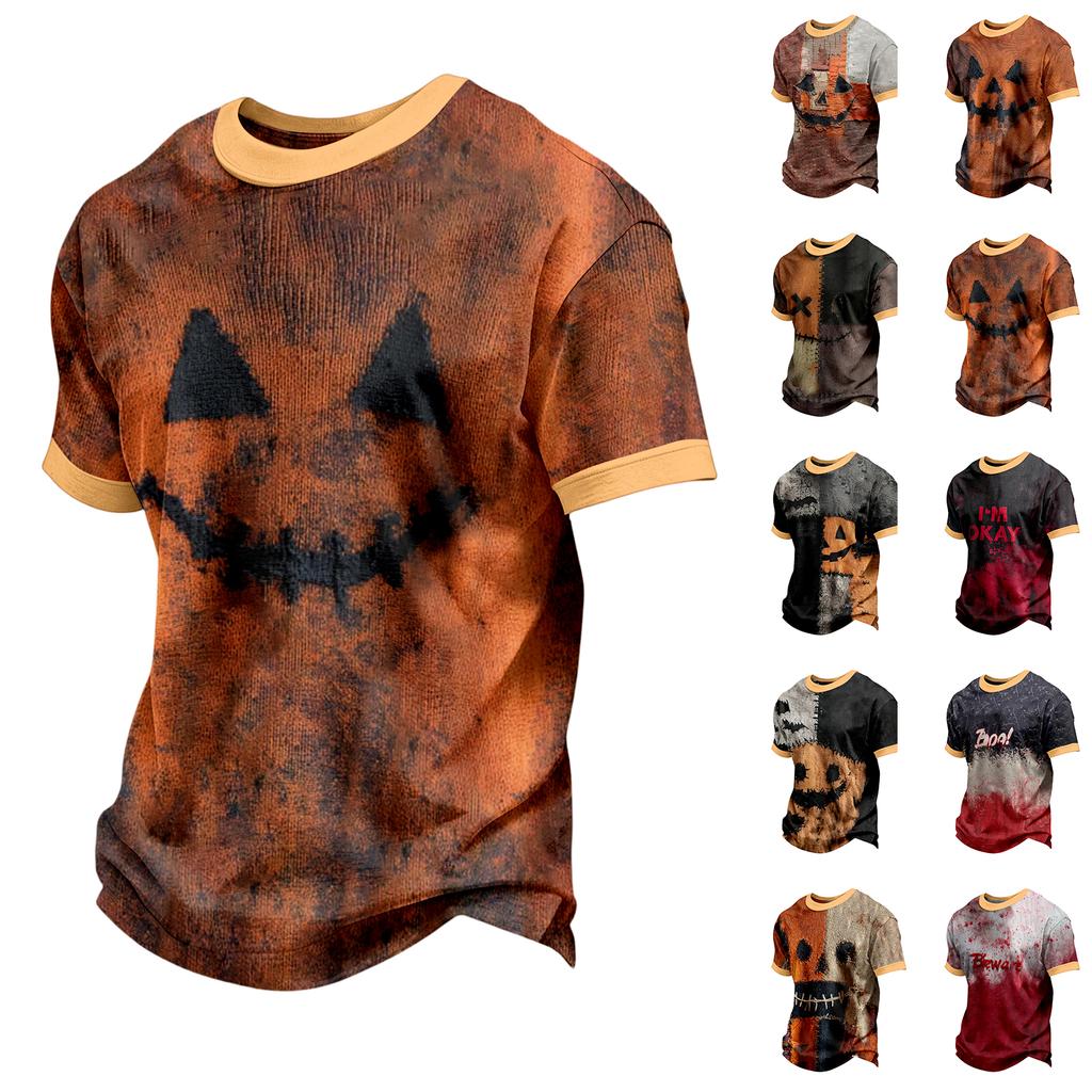 Men's Short Sleeve Halloween Print T-Shirt Casual Fashion Top