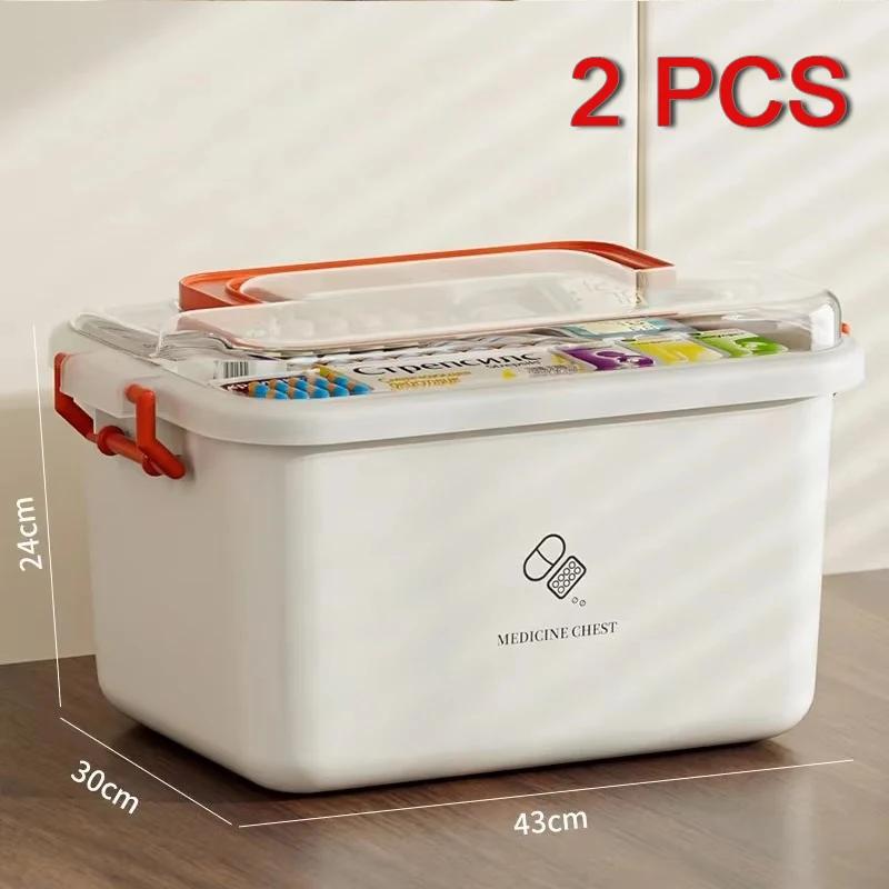 Multi-layer Portable Medical Storage Case - Large Capacity Home First Aid Kit Family Emergency Medicine Box for Drug Organizing