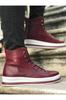 Men's Fashion Faux Leather Flat Heeled Boots Bootie Boots Burgundy Shoes