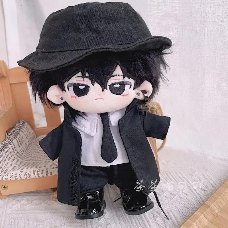 !! Cheap! 20cm Dolls' Suit Black Trench Coat Fisherman Hat Handsome Tie Cotton Doll Clothes Plump Body Can Wear Doll Toy