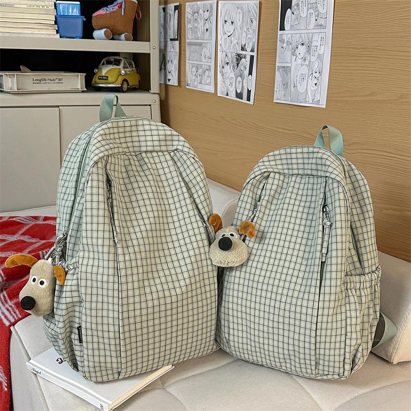 Plaid Women's College Style Backpack Large Capacity Junior Senior High School Student Schoolbag