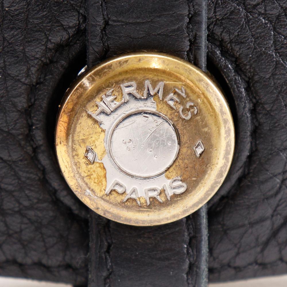HERMES Dogon Long Purse black Taurillon Clemence unisex Used