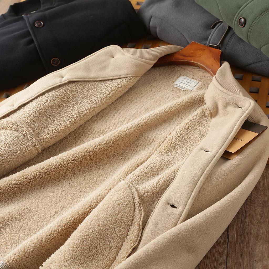 2026 New Style Double-Sided Fleece-Lined Baseball Jacket - Unisex Thickened Warm Outerwear for Autumn/Winter