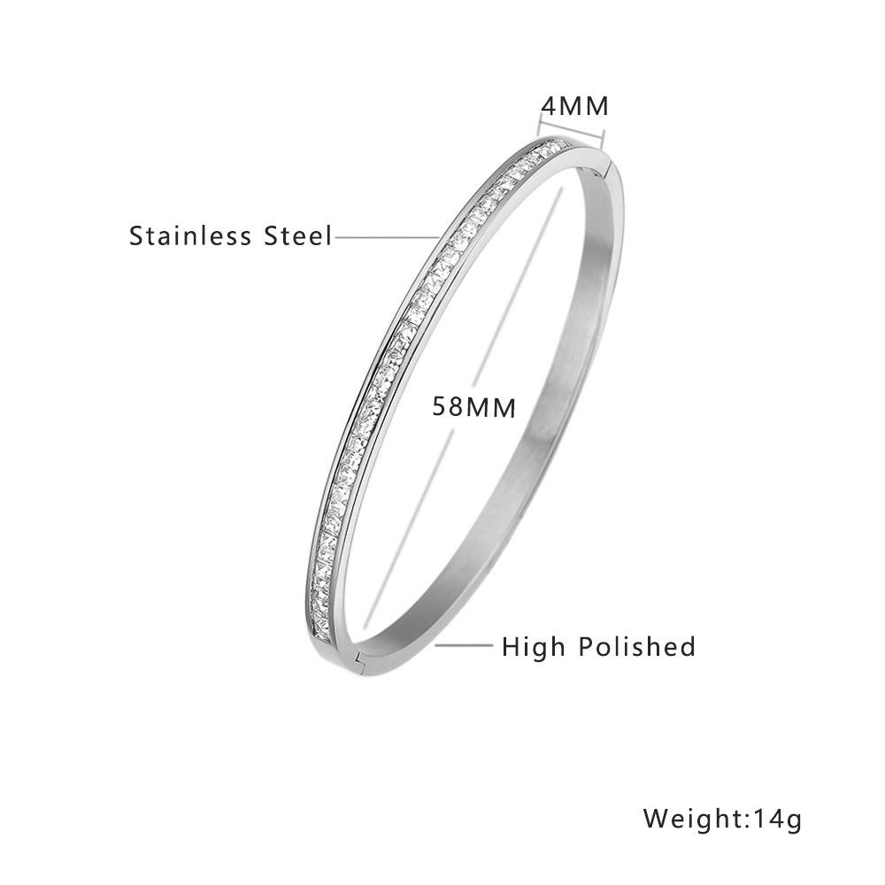 Htpwe Stainless Steel Zirconium Embossed Bracelet Set For Women 18k Gold Plated Couple Holiday Gift Bracelet Party Daily Zircon