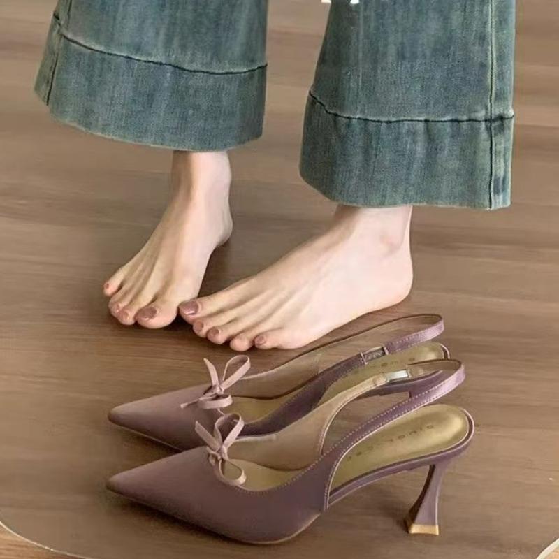 Fashion Women's Stilettos with French Pointy Heels in Summer of 2025, New Elegant Bow High-heeled Sandals.