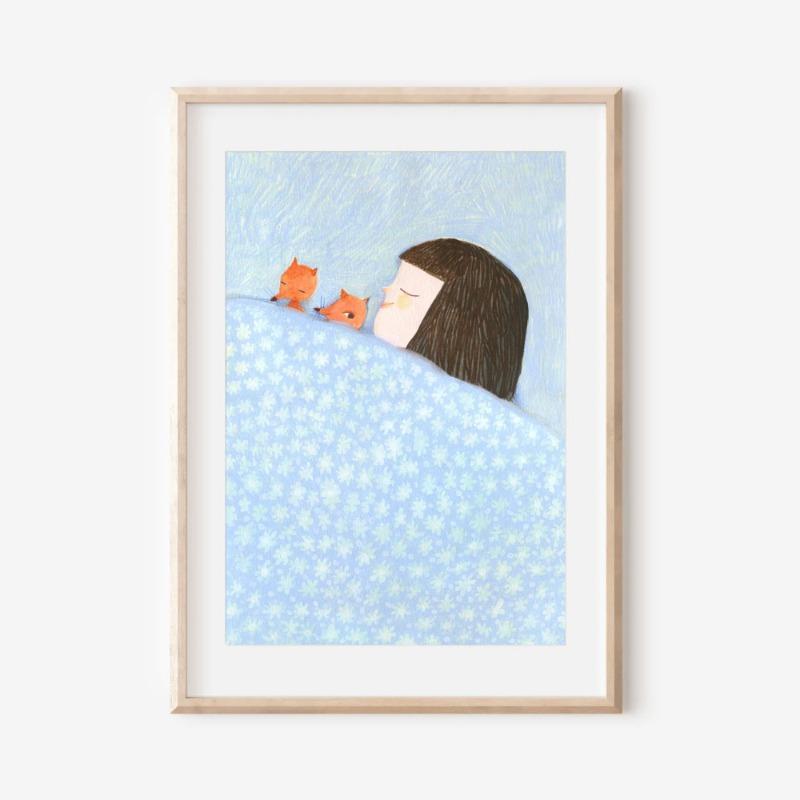 1pc Children's Day Art Poster Cute Girl with Animals Nature Art Boys and Girls Room Decoration Perfect Gift for Children's Day