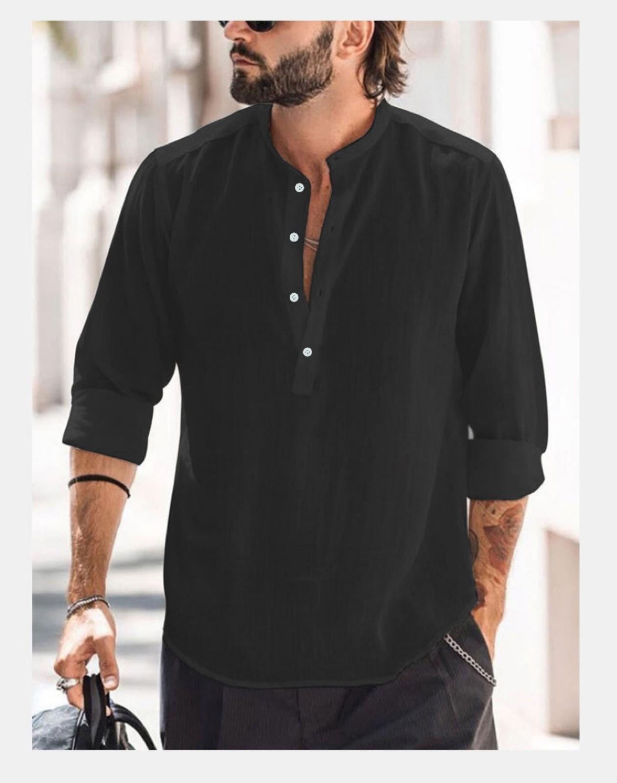 

Loose Pullover V,neck Long,sleeved Shirt Men s Korean Version Of The Trend Gangster Handsome Drape Shirt Fall Blouse XXXL чорний