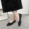 Spitze flachsohlige Einzelschuhe leichter Luxus Pailletten super Flash lässig vielseitig weiche Sohle flacher Ausschnitt große Größe Damenschuhe