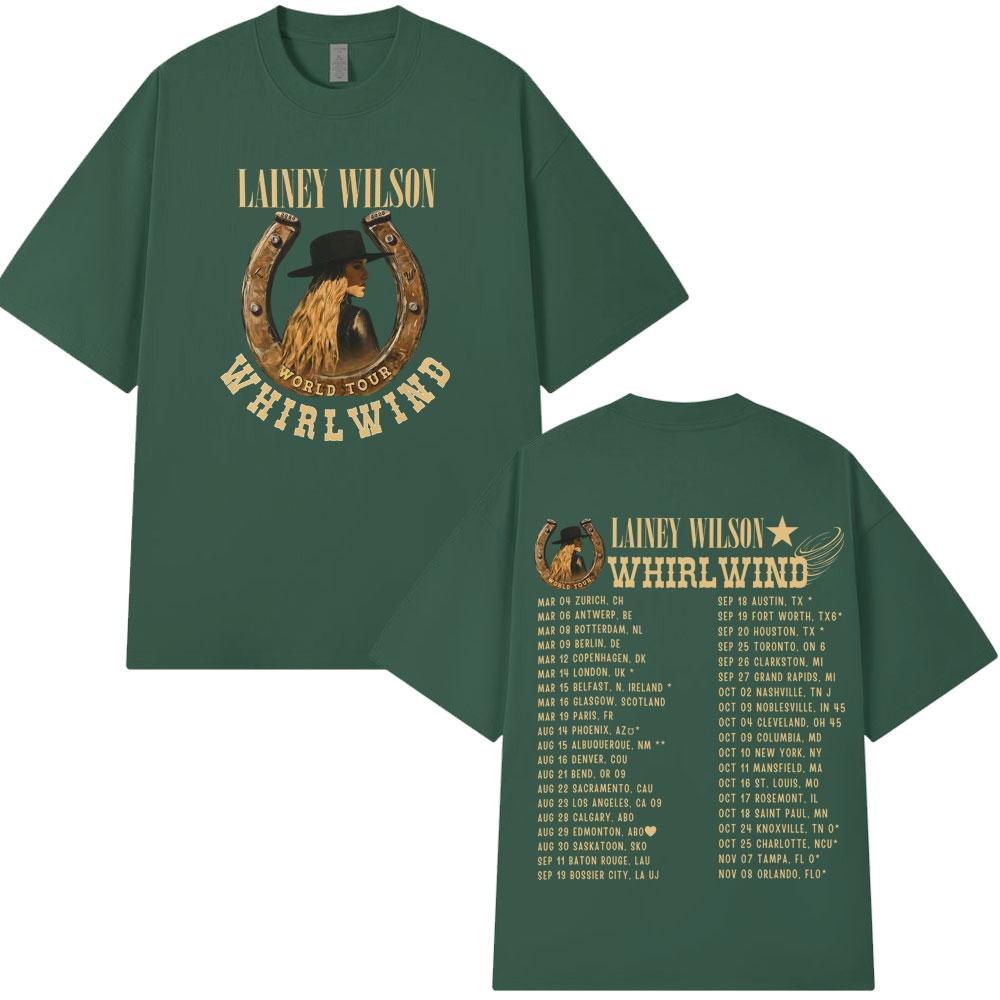 Lainey Wilson Whirlwind World Tour 2025 Graphic Tshirt Men Women Vintage Hip-hop T-shirt Aesthetic Trend Cotton Casual T-shirts