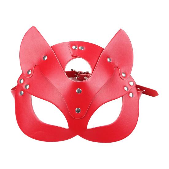 Fox Masquerade Mask Faux Leather Adjustable Full Face Covers for Cosplay Halloween Parties Punk