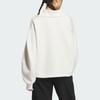 Adidas Spacer 1/2 Zip Track Top Solid Color Loose Fit Pullover Sweatshirt Women Tops White JJ3795