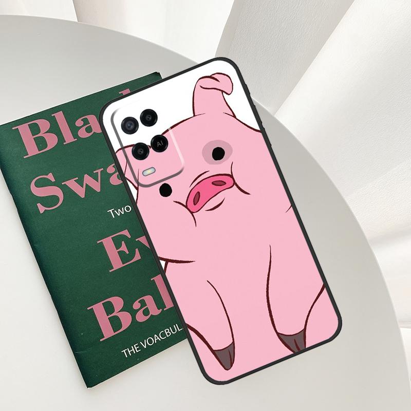 Cute Pink Pig Case For Oppo A52 A72 A76 A96 A54 A74 A94 A54S A57S A58 A78 A98 A57 A77 A15 A16 A17 Cover