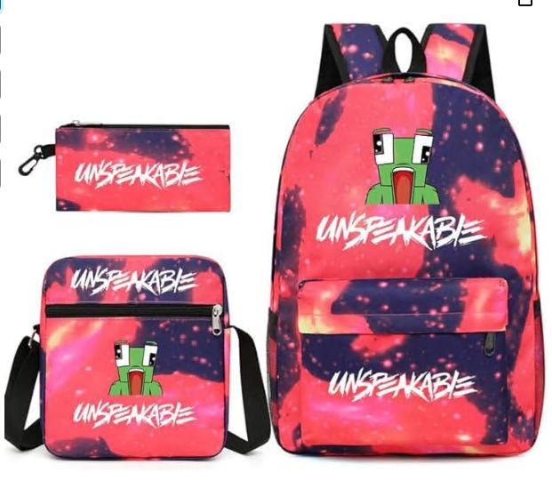 Youth Fashion Backpack Shoulder Bag Pencil Case Children'S Student School Bag 3-Piece Set