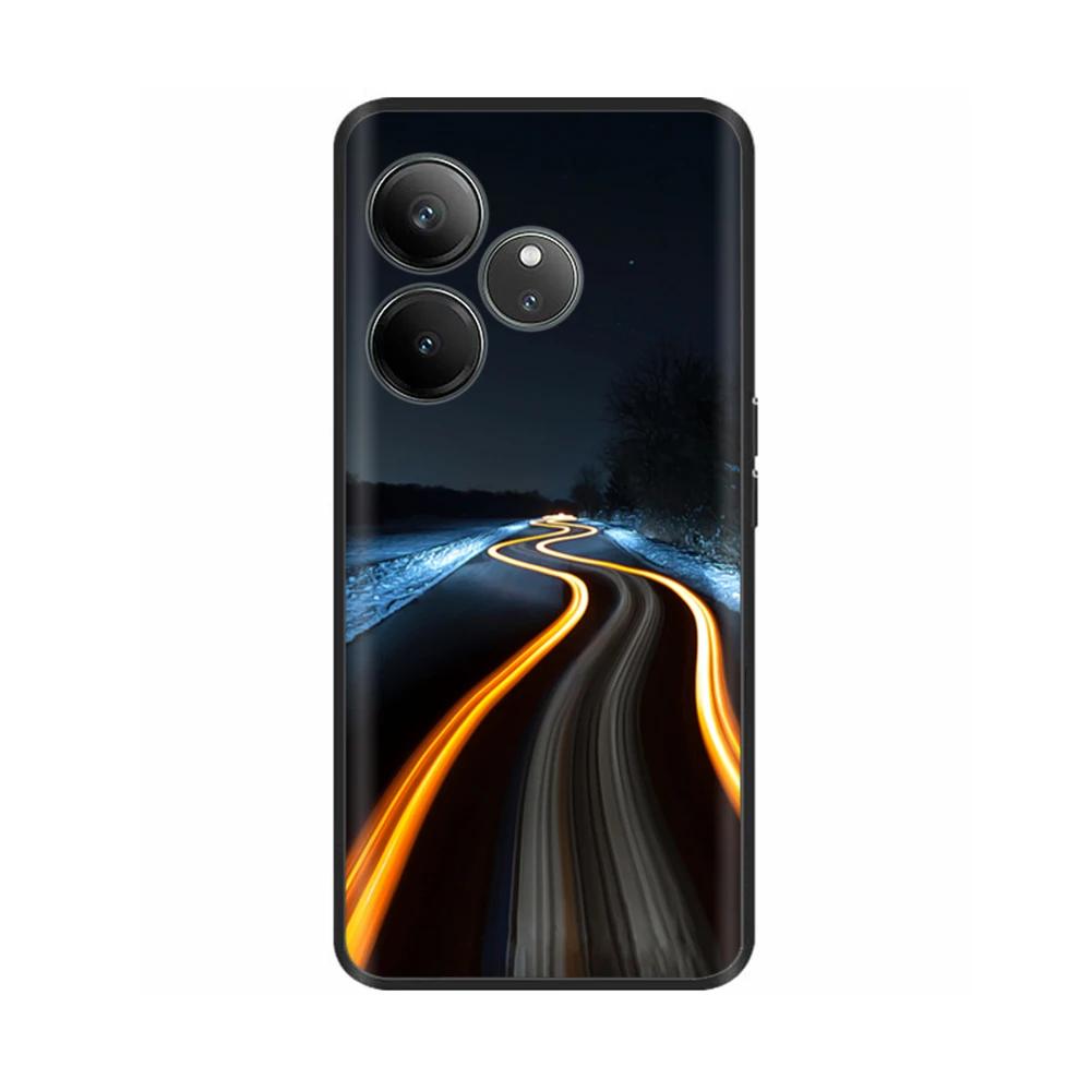 For Realme GT 6 GT 6T Case Black Silicone Luxury Bumper Cute Soft TPU Phone Cases For Realme GT6 5G Cover Shells Coque 6.78''