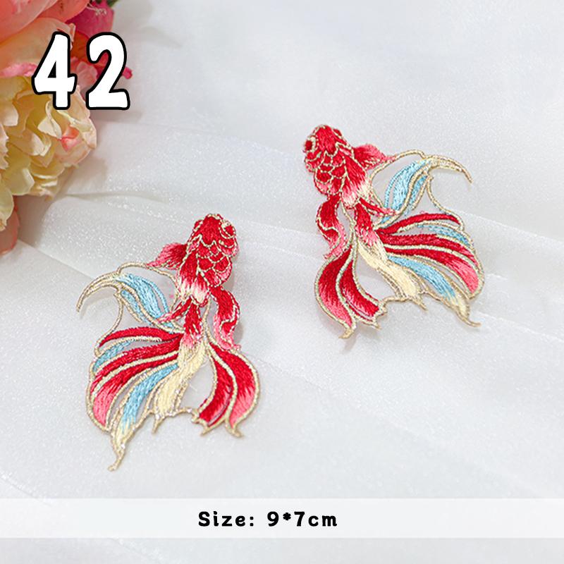 2 Pcs Chinese Style Koi Fish Embroidery Cloths Patch Cheongsam Qipao Hanfu DIY Patches Applique Cloth Stickers Accessories