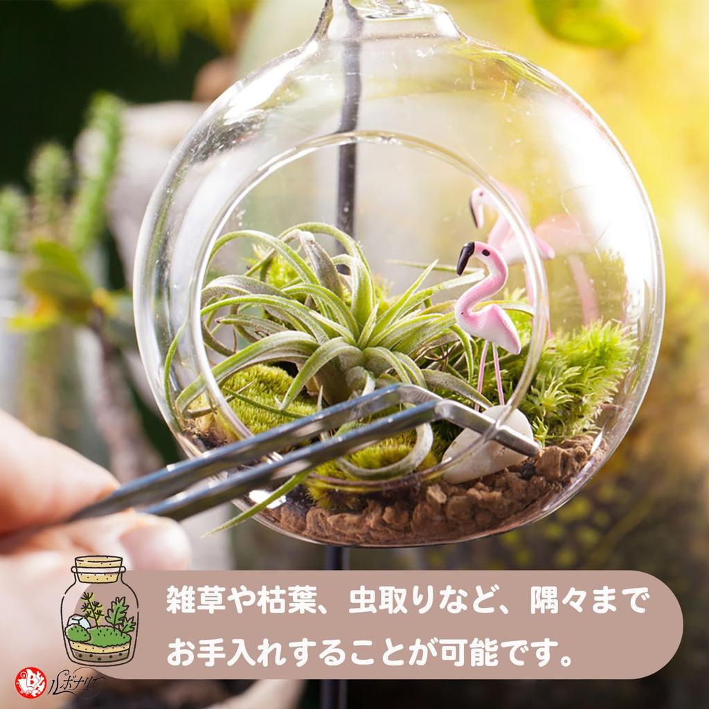 Rubonarie Long Stainless Steel Tweezers with Curved Tips for Gardening, Succulents, Houseplants, Terrariums, 5 Pieces (Silver)