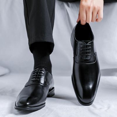 FashionComfort Men Shoes Casual Shoe Men Genuine Leather Shoes Work Boots Business Daily Commute Pointed Toe Thick Soled Shoe
