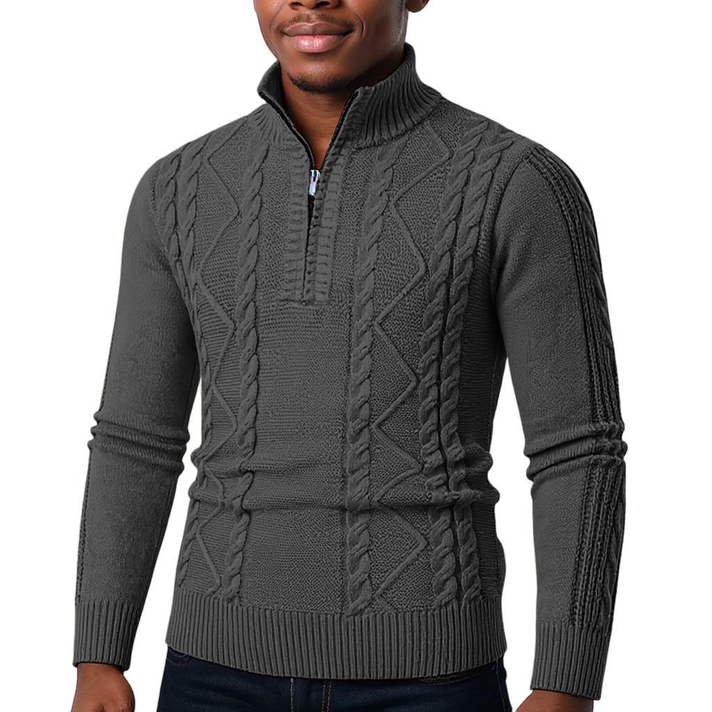 Men's Half Zipper Pullover Casual Knitted Base Shirt