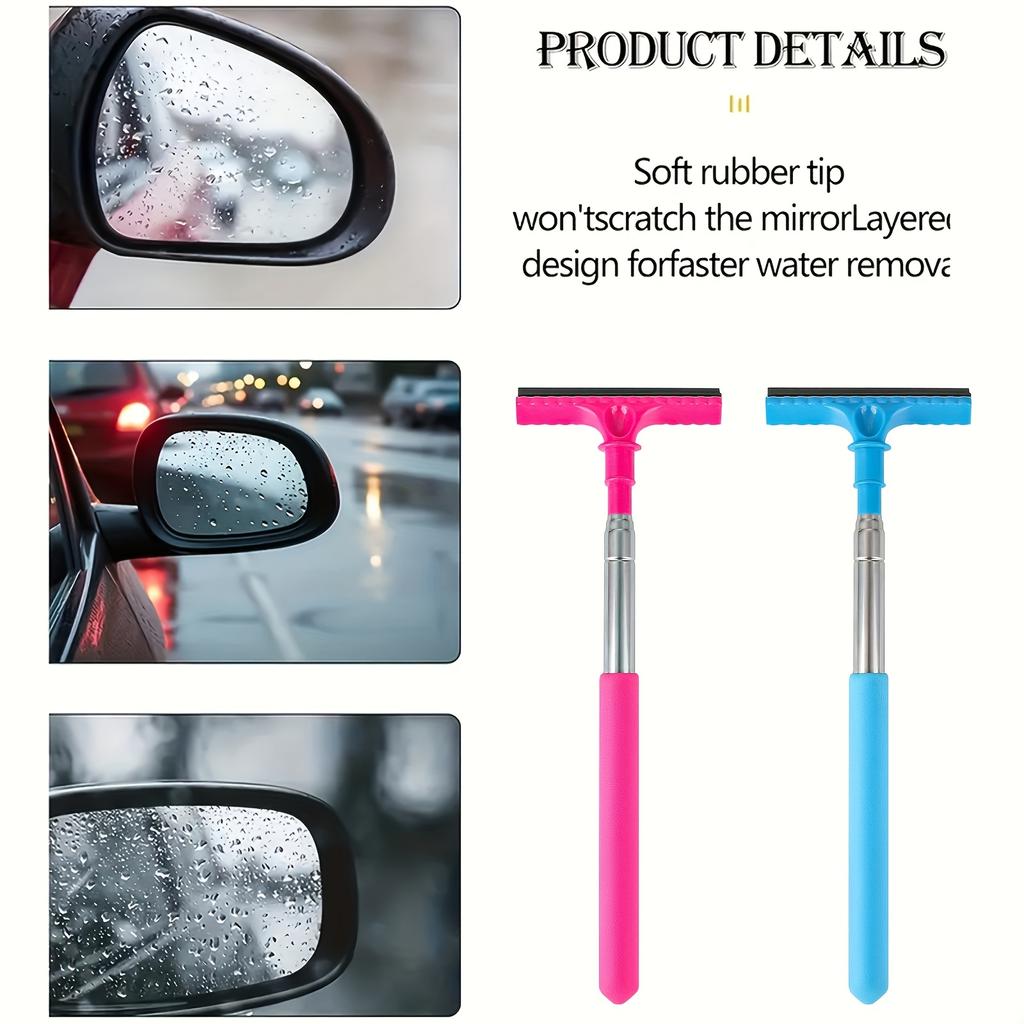 Car Rearview Mirror Retractable Wiper Cleaning Brush
