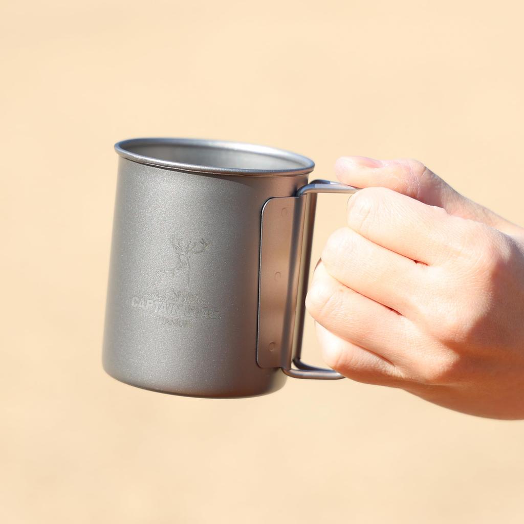 Captain Stag Outdoor Single with Folding Made In Cup/Mug/Tumbler, Mug, 220ml, Handle, Lightweight, Titanium, Japan, Tsubame-Sanjo, UH-4501