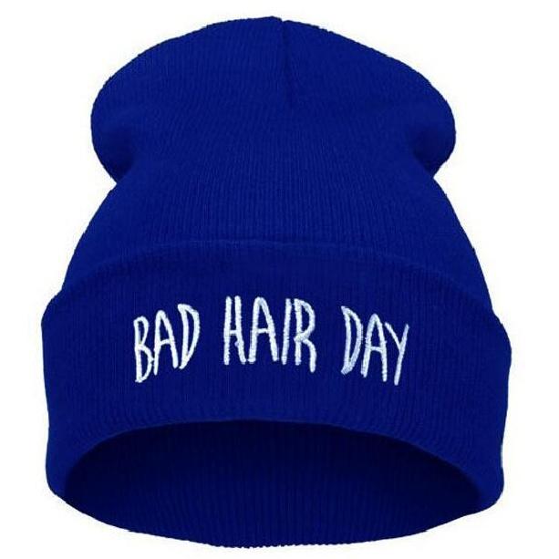 European and American Hip-hop Pullover Hat with Lettering Bad Hair Day Knitted Hat Embroidered Wool Hat 15Colorful Beanie