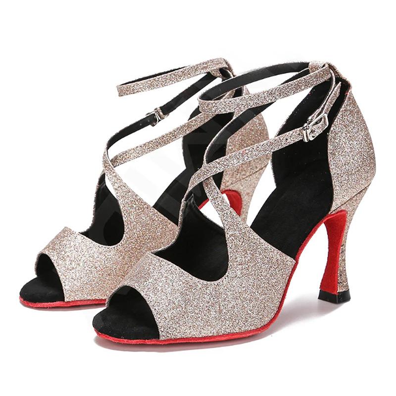 

Latin Dance Boots for Women Adult Sexy Tango Salsa Ballroom Dance Shoes High Heels 9cm 35 золотой