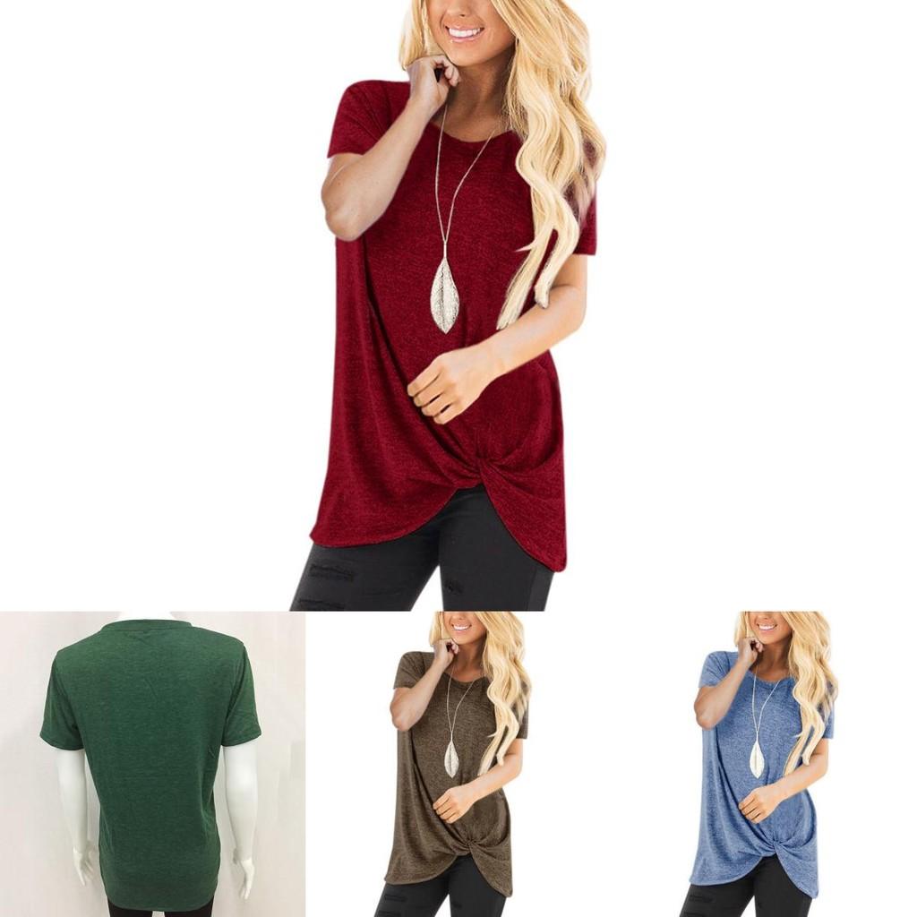 Stylish Women's Tunic Tops Short Sleeve Summer Loose Blouse Plus Size Shirt T-shirt