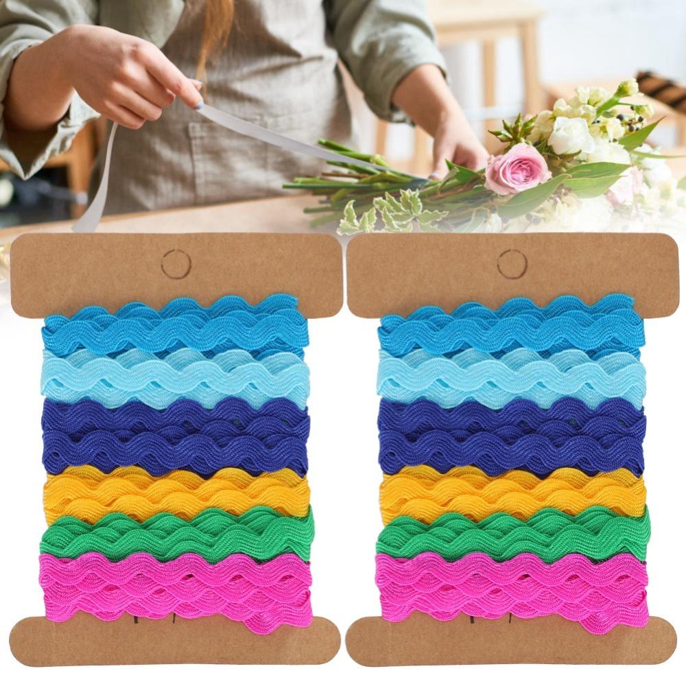 2pcs Color Ribbon Rick Rack Trim 8mm Width Curved Belt Webbing Bias Tape Wavy Lace Trim For Sewing