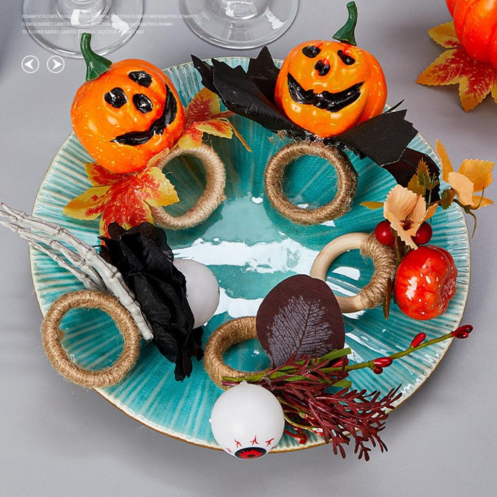 Halloween Napkin Rings, Maple Napkin Holders Fall Decorative Napkin Grommets For Thanksgiving Halloween Table Decorations