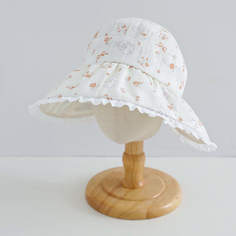 Girls' Summer Sunshade Hat - Lace Princess Style, Large Brim, Breathable & Lightweight