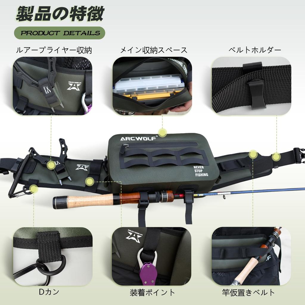 ARCWOLF Fishing Bag, Waist Bag [2.6L Lightweight, IPX7 Waterproof, 600D TPU Material] Ultra-Lightweight Fly Fishing Bag, Tackle Bag, Multi-functional,
