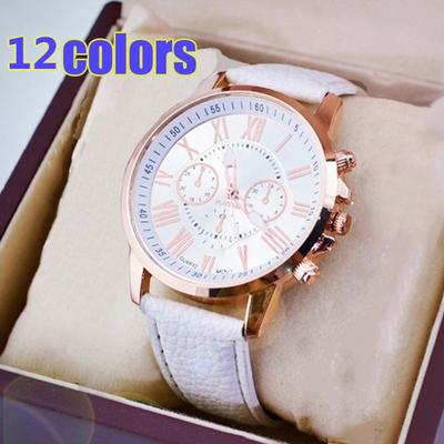 Μόδα γυναικείο ρολόι χαλαζία αναλογικό δερμάτινο ρολόι ρωμαϊκού καντράν Casual Business Dress