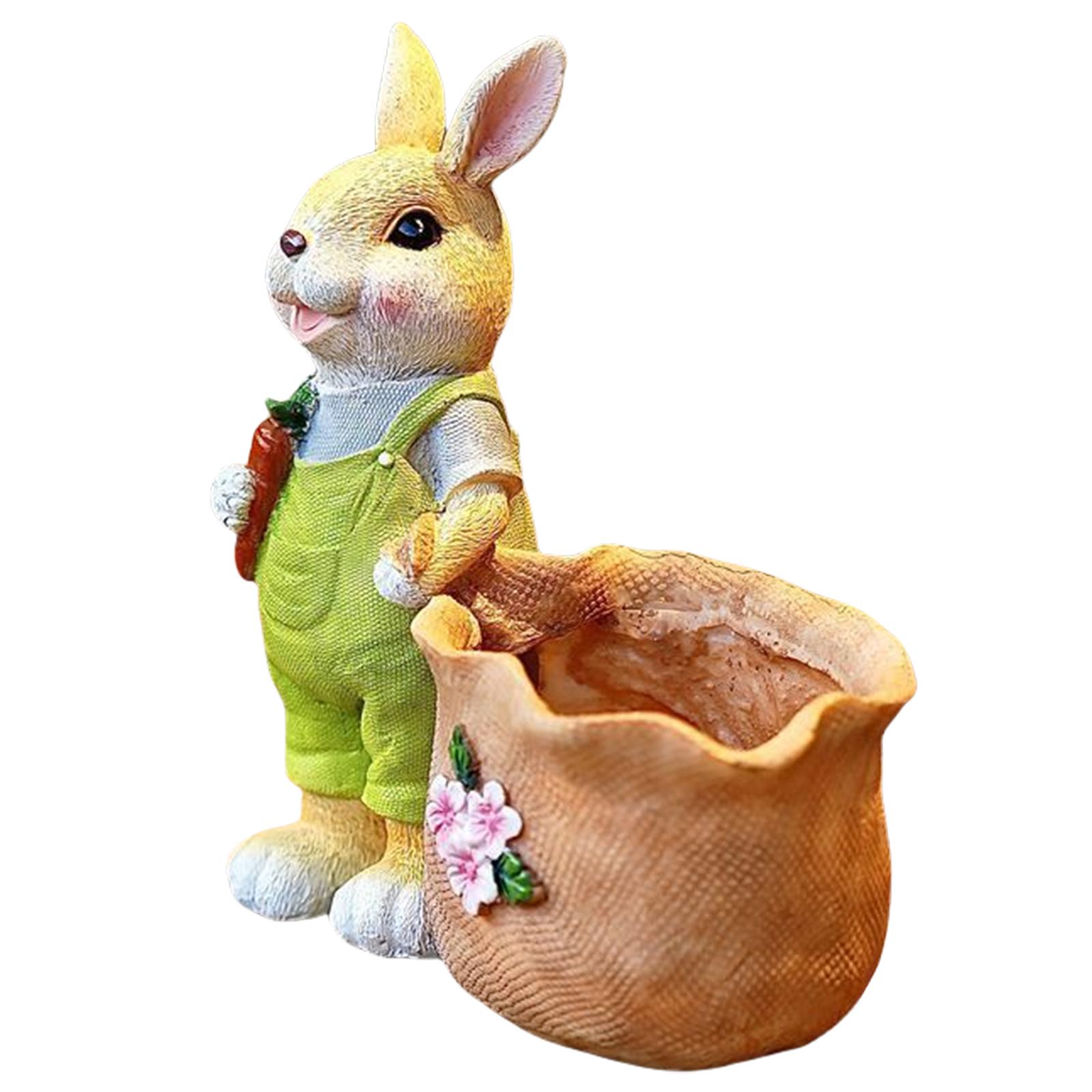 

Bunny With Carrot Flower Pot Reusable Easter Decorative Ornaments Multi-Purpose Cartoon Spring Flower Pot For Outdoor Balcony