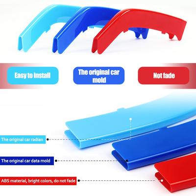 3pcs 3D Car Front Grille Trim Strips Cover Motorsport Stickers For B+W F30 F10 3 5 Series M Power Performance Accessories